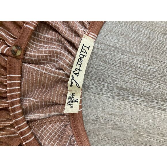 Liberty Love NWT Pink White Stripe Round Neck Blouse, Size Medium - Picture 6 of 10